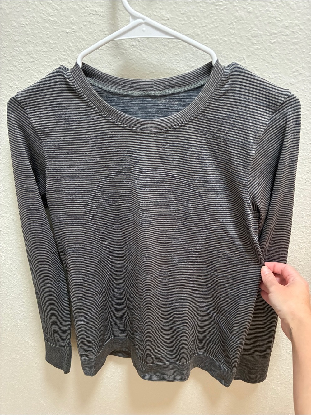 lululemon Striped Crew Neck Sweater - Gray